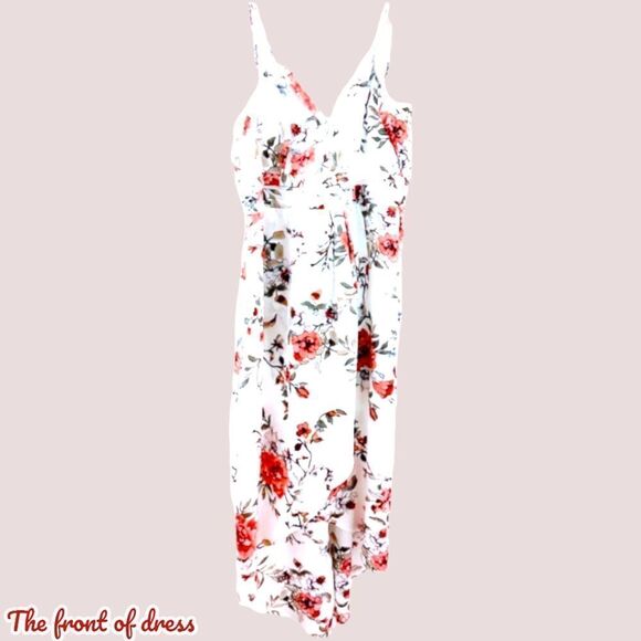 LuLu's My Favorite Day Ivory Floral Print Tulip 🌷 Skirt Midi Dress - Picture 3 of 14